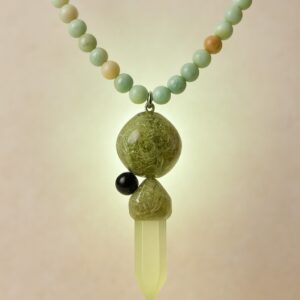 COLGANTE "Amuleto de Amazonita, Onix y Barba de Viejo"